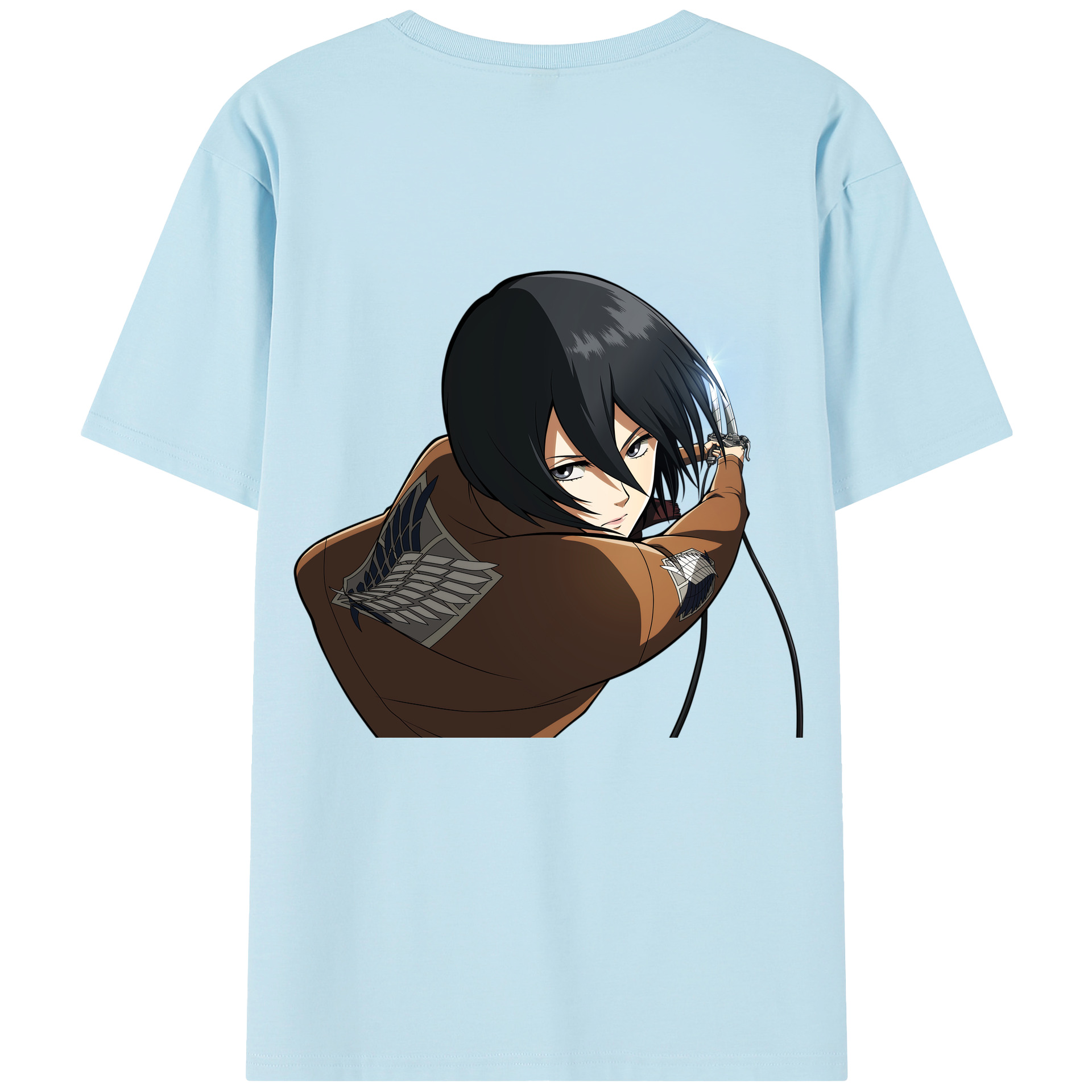 （画像用） 進撃の巨人 ミカサ·アッカーマン Attack on Titan Mikasa Ackerman 綿100％半袖Tシャツ（背面プリント）
